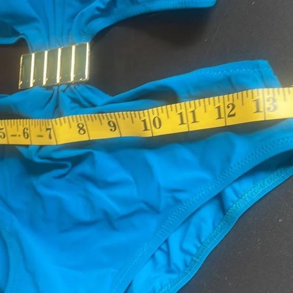 Blue Monokini, embellished design front,halter top with tie, size small - Picture 5 of 10